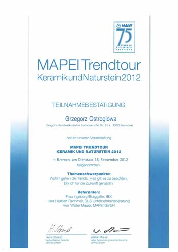 Mapei - Trendtour, Keramik und Naturstein